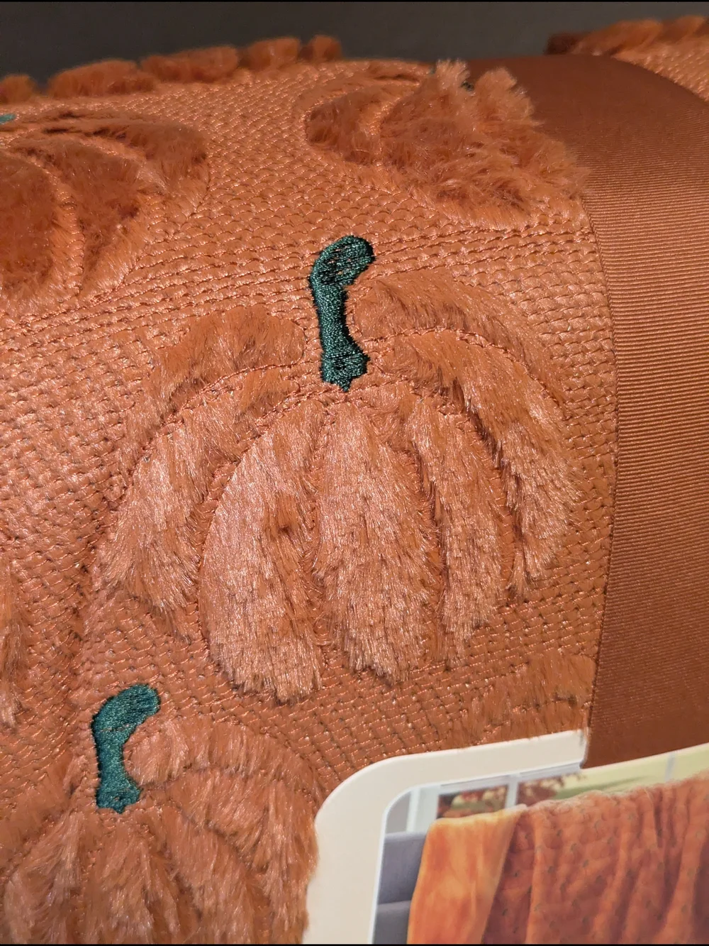 Northwest Embroidered Faux Fur Pumpkin Orange Throw